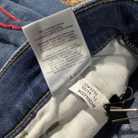 Express Womens Jeans Ankle Legging High Rise Jegging Stripe Blue Red Size 12 KM - Picture 4 of 5